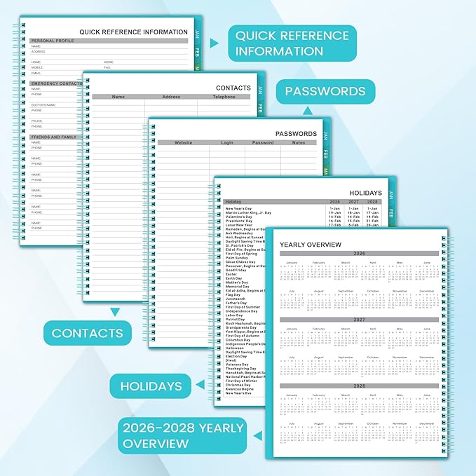 2026-2027 Monthly Planner/Calendar - Academic Planner 2026-2027, JUL 2026 - DEC 2027, 18-Month Planner with Colorful Tabs, 26-27 Calendar Planner for Daily Organizing - Waterproof Cover (8" x10", Monthly Pages & Notes, Blue)