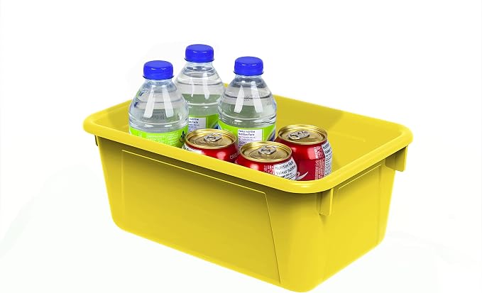 Storex Small Cubby Bins – Plastic Storage Containers for Classroom, 12.2 x 7.8 x 5.1 inches, Class Yellow, 5-Pack (62418A05C)