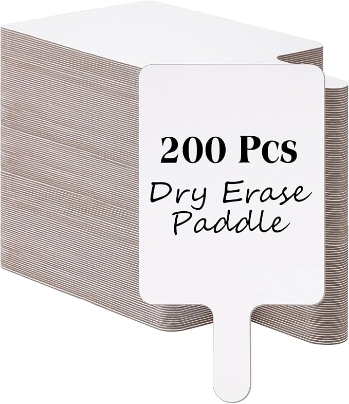 Seajan 200 Pcs Dry Erase Answer Paddles for Classroom, Double-Sided Handheld Mini Whiteboards Bulk Set for Teachers, Students & School Learning(Rectangle,28 x 15 cm)