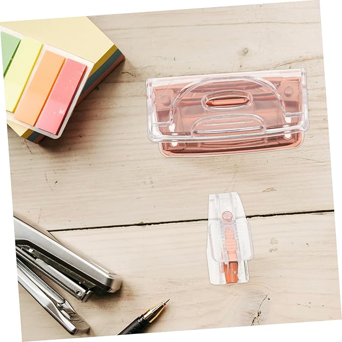 TEHAUX 4sets Cardboard Two Hole Puncher and Stapler Remover Set Rose Gold Office Supplies for Easy Document Organization and Efficient Staple Removal