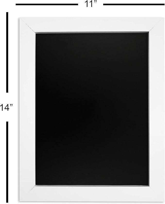Loddie Doddie Magnetic Chalkboard Sign - 11" x 14", White Frame, Mounting Hardware - Easy-Erase Message Center - Versatile Magnet Board for Wall - Chalk Board Calendar for Wall