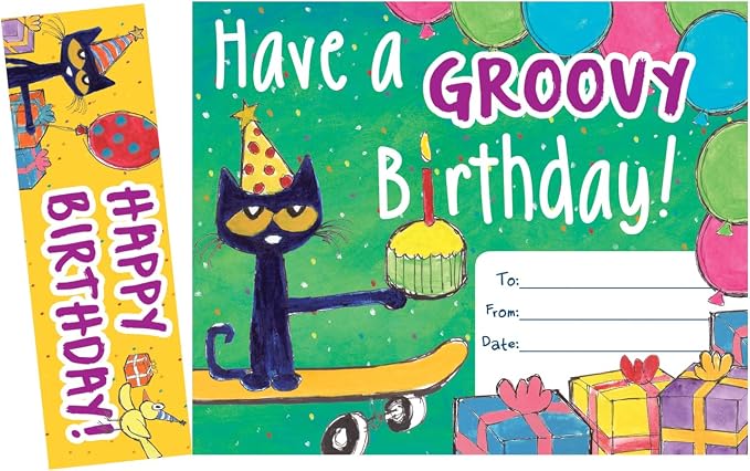 Edupress Pete The Cat Groovy Birthday Bookmark Awards (EP60327), Multi