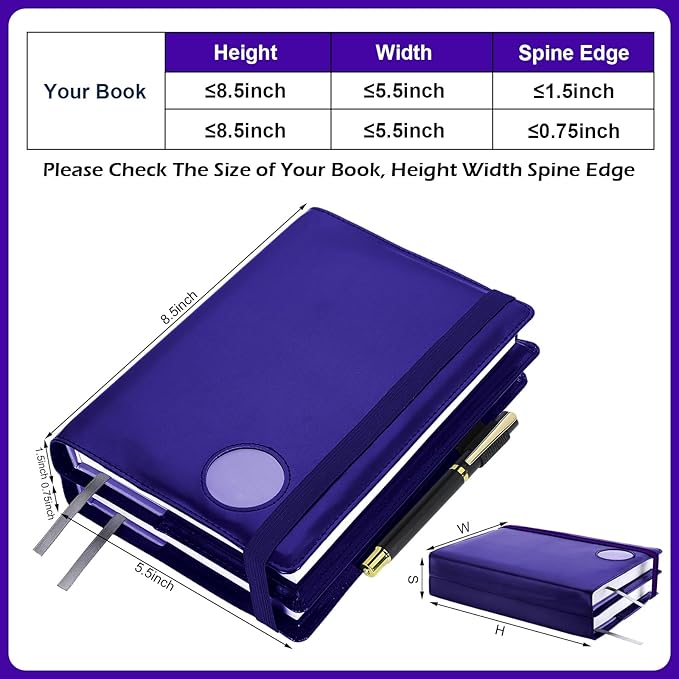 Motipuns 1 Pack Double AA Book Cover & 12 Steps & 12 Leather Double AA Book Cover Medallion Holder Paperback Protector Leather Gift for Women Men (Purple)