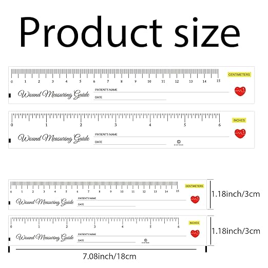 100 Pcs 1.18×7.08 Inch Wound Measuring Tape Wound Ruler Double Sided Disposable Paper Tape Measure - Wound Measuring Guide Ruler for Nurses Body Wound Care and International Nurses Day