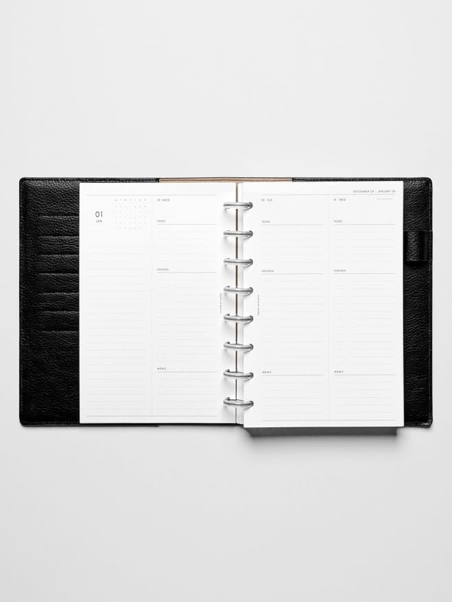 Cloth & Paper 2026 Dated Daily Planner Inserts - Monday Start | Half Letter Size 5.5 x 8.5 Inches | Discbound Planner Refill |2 Days Per Page | 8 Disc Punch | Daily Organizer Pages | Heavyweight Paper