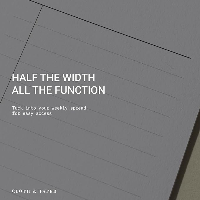 Cloth & Paper Half Page Task Inserts – Personal 6-Ring Planner Refills – 30 Pages (15 Double-Sided) – Minimal To-Do List, Daily Planner, Grocery List, Chores, Goals, Notes & Priorities Organizer