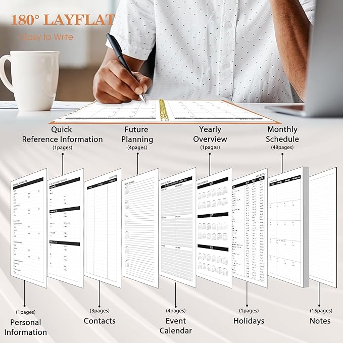 Ymumuda 2026 Planner-2 Year Monthly Planner 2026-2027, JAN.2026 - DEC.2027, 8.5" x 11", 26-27 Monthly Calendar,Large Planner with Spiral Bound, 24 Months Perfect for School Office Schedule - Orange