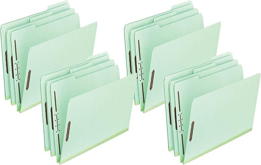 Pendaflex 17186 Pressboard Folders, 2 Fasteners, 2" Expansion, 1/3 Tab, Legal, Green (Box of 25) (Pack of 4)