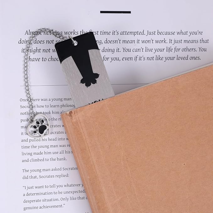 Black Cat Bookmark for Reading Women, Inspirational Funny Cute Metal Book Mark You Pawsed Here Bookish Gifts Reading Marker Accessories for Men Women Book Lovers (Cat Paw 2)