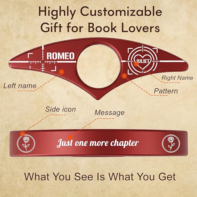 Custom Book Page Holder, Thumb Book Page Holder, Personalized Wooden Page Holder for Reading, Gifts for Book Lovers Teachers Appreciation Gifts on Birthday (Lovers Style)