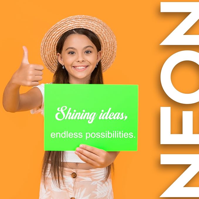 Poster Board 16X24 Inches,56 Sheets Neon Paper 7 Color Fluorescent Paper Bright Cardstock 250 GSM/90 lb Heavyweight Projects School Science Fair Event Displays and Business Presentations