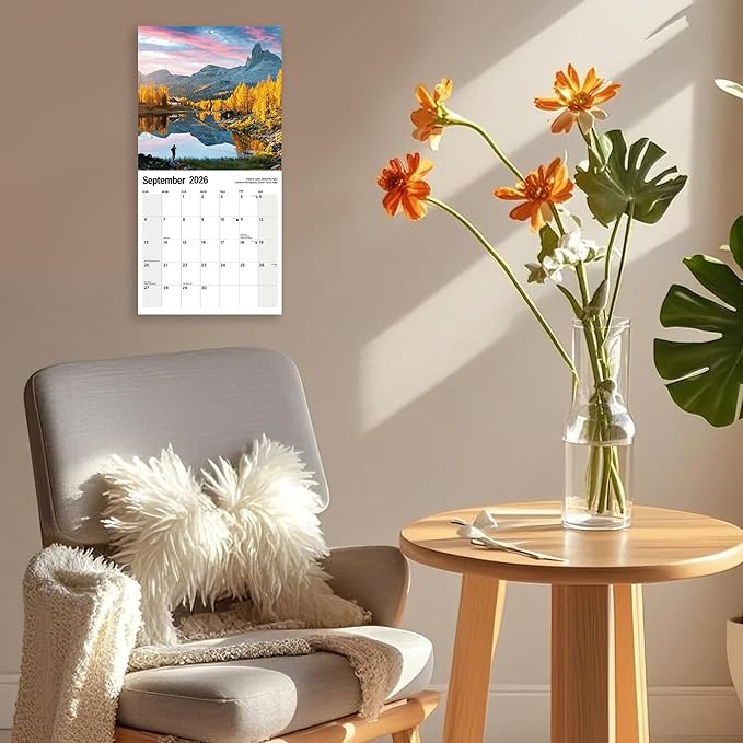 Wall Calendar 2026 Planner Calendar - Hiker Hangable Monthly Wall Calendar with Large Blocks for Organizing & Planning, Academic Schedule, Home, Office & family, Thick & Sturdy Paper (12"x24" Open)