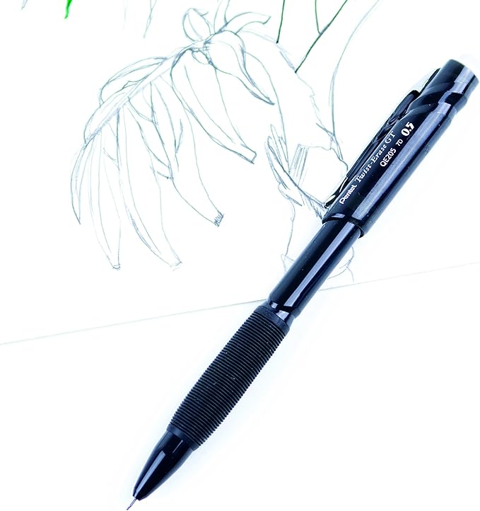 Pentel Twist-Erase GT, 0.5mm, Mechanical Pencil Transparent Black barrel, Box of 12 (QE205A)