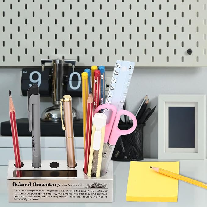 School Secretary Desk Pencil Holder Appreciation Gift for School Secretaries Inspirational Office Decor for Administrative Professionals Unique Pen Holder EDP90