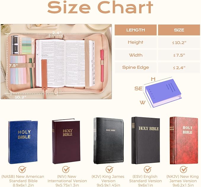 XKDOUS Bible Cover Case Leather Book Carrying Case Large Bible Bag Organizer with Cross, Handle, Pens, Tabs, Study Supplies Journaling Kit Father Day Christian Gifts for Dad, Mom, Men, Women