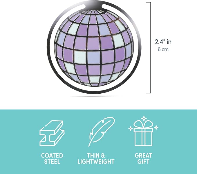 Genuine Fred Bookie Down Disco Ball Bookmark, Etched and Colorfully Coated Steel