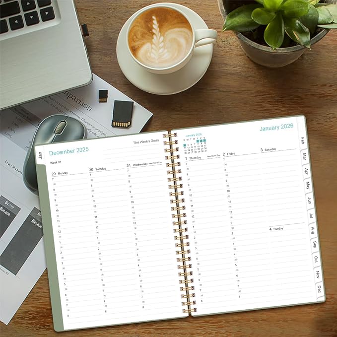 2026 Appointment Book & Planner - 2026 Daily Hourly Planner from January 2026 - December 2026, Weekly Appointment Book with 30-Minute Interval, Medium 6.4" x 8.5", Green-D