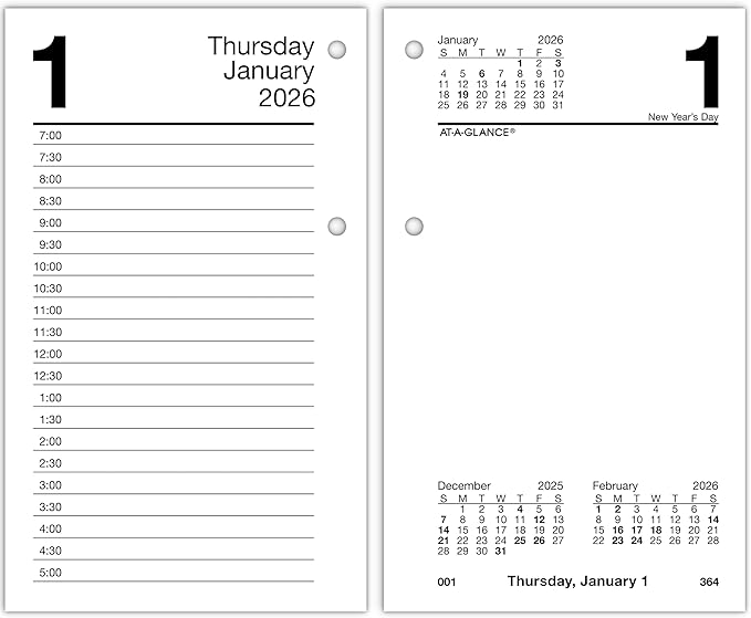 AT-A-GLANCE 2026 Desk Calendar Refill, Daily, 3.5" x 6", Standard, Loose-Leaf, Recycled (E717R5026)