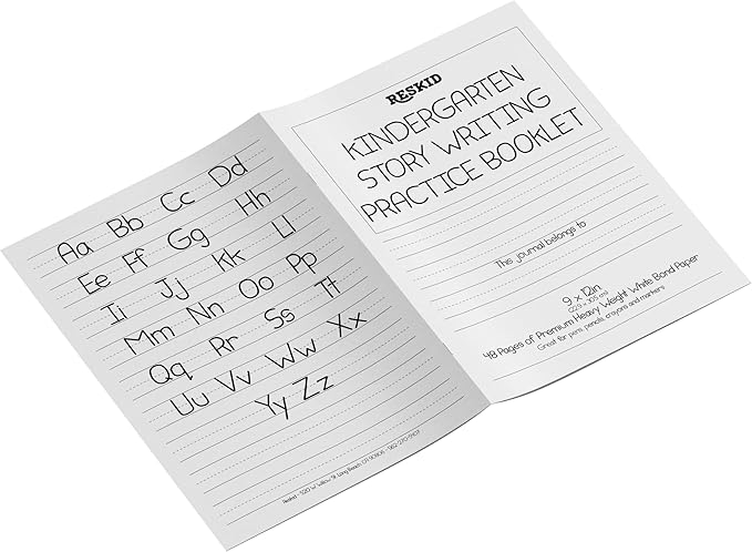 Reskid 5-Pack of 48-Page Kindergarten Story Writing Paper Booklets with Dotted Lines - 240 Pages of Blank Handwriting Practice Paper - Kindergarten Notebook, Elementary Lined Writing Paper