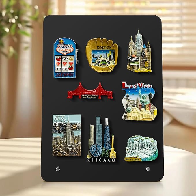 Magnetic Metal Display Bulletin Board, Black, 6 Pack, 11x8 Inch | Includes 18 Magnets, For Memos Messages Photos, Vertical Orientation, For Home School Kitchen Office