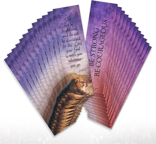 Be Strong and Courageous Bookmark Bulk 24 Pack, Christian Bible Bookmark, Joshua 1:9 Scripture, Bible Study Supplies, 7.25" x 2"