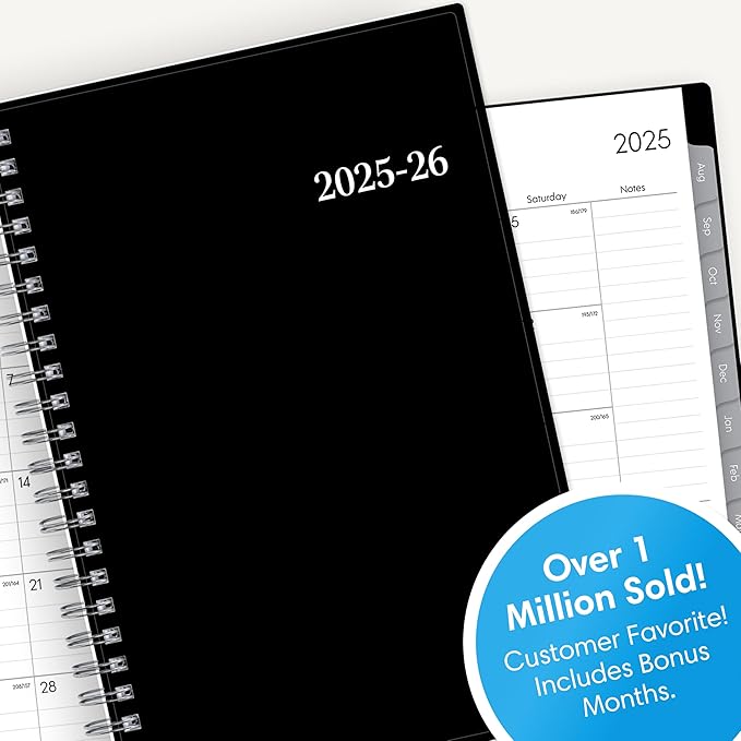 Blue Sky 2025-2026 Weekly and Monthly Academic Year Planner Calendar, July 2025 - June 2026, 5" x 8", Flexible Cover, Wirebound, Laminated Tabs, Enterprise