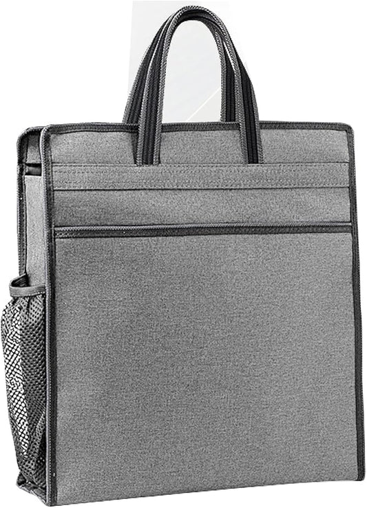 Oxford Zippered Document Bag with Handle File Tote Bag Pouch for Carrying Paper Files Books Filing Folder 1 Pack (Gray)