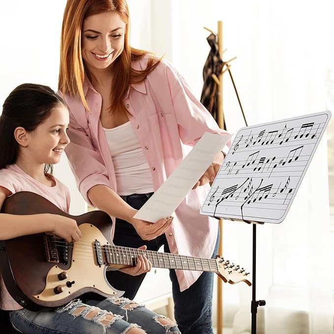 Henoyso 24 Pack Double Sided Dry Erase Music Staff Whiteboard 9x12 Inch Reusable Lapboard with 24 Erasers Portable Classroom Supplies for Students Kids Teachers Musicians Practice