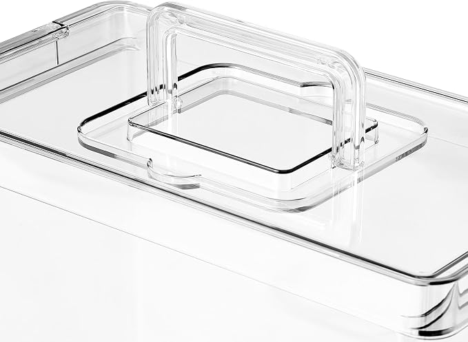 Simply Tidy Clear Letter File Storage Case with Top Handle - Waterproof & Dustproof Organizer for Documents, Craft Supplies & Office Materials, 1 Pack