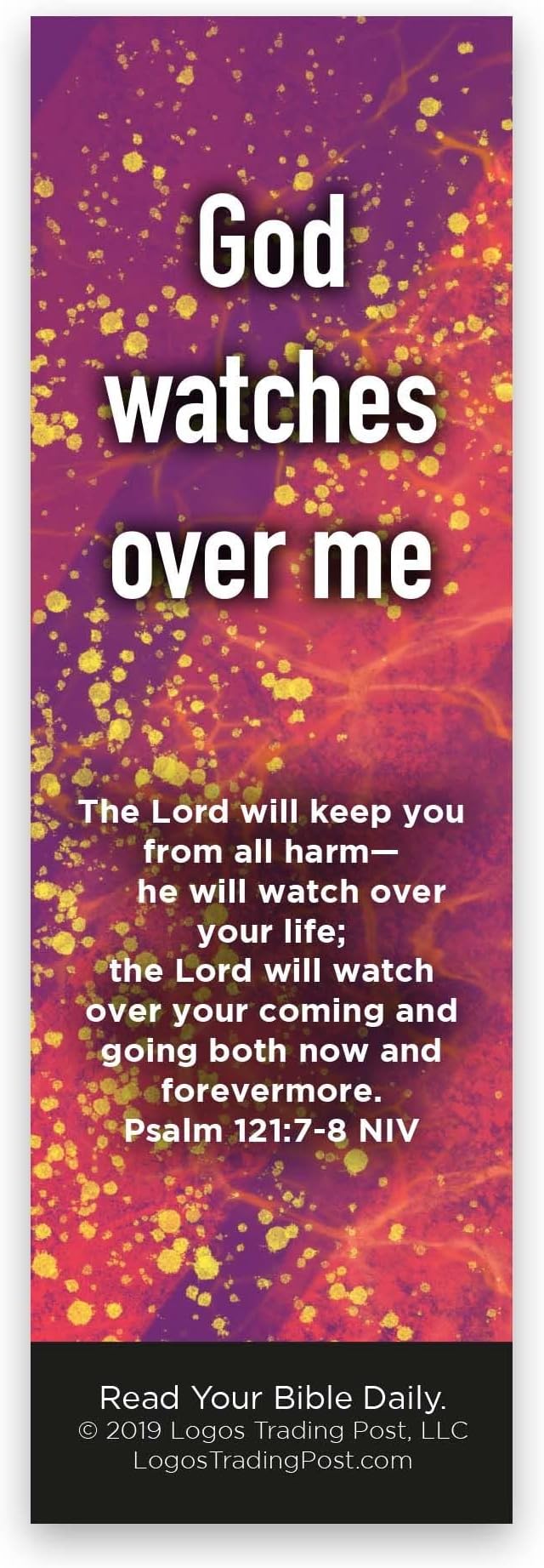 God Watches Over Me, Psalm 121:7-8, Bulk Pack of 25 Christian Bookmarks, Bible Verse Book Markers, Sunday School Prizes with Memory Verses, Scripture Gifts