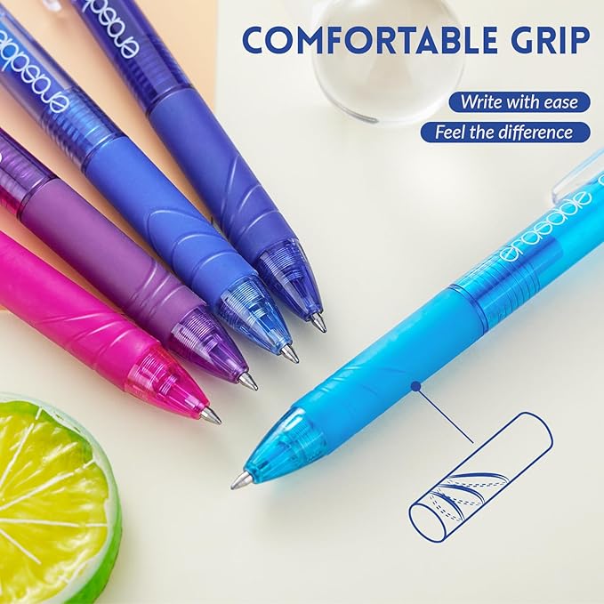 ParKoo 18 Colors Retractable Erasable Gel Pens Clicker, Fine Point 0.7mm, Make Mistakes Disappear, Comfort Grip for Journaling Drawing Writing Planners