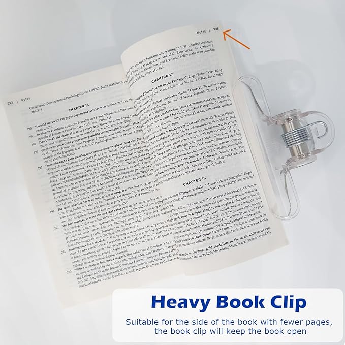 Book Clip Transparent Heavy Book Page Holder Clips, Book Reading Opener Accessories for Teacher Students Clerks Office 1pc