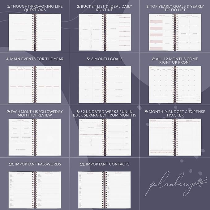 PLANBERRY Large Weekly Planner Premium – Undated Life & Budget Planner – Organizer & Productivity Journal, 8x10.4″ (Royal Blue)
