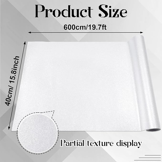 gisgfim 16" x20ft Glitter Bulletin Board Paper Roll Sparkle Color Bulletin Board Background Poster Paper Non Fading Gift Wrapping DIY Art Crafts for Office Classroom Decoration, White