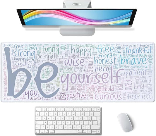 Be Yourself Large Gaming Mouse Pad for Desk, Desk Mat with Seamed Edges, Waterproof Desk Pad, Non-Slip Rubber Base, 31.5x11.8 Inch Keyboard Pad Computer Mat, Big XL Mousepad