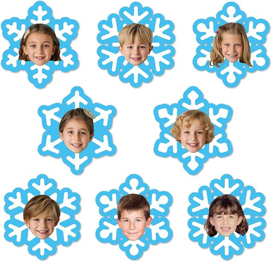 60Pcs Winter Snowflake Paper Cutouts Winter Bulletin Board Decoration Snowflake Blue DIY Photo Craft Cutouts Christmas Classroom Supplies for Teacher Student School Holiday Party Chalkboard Wall Decor
