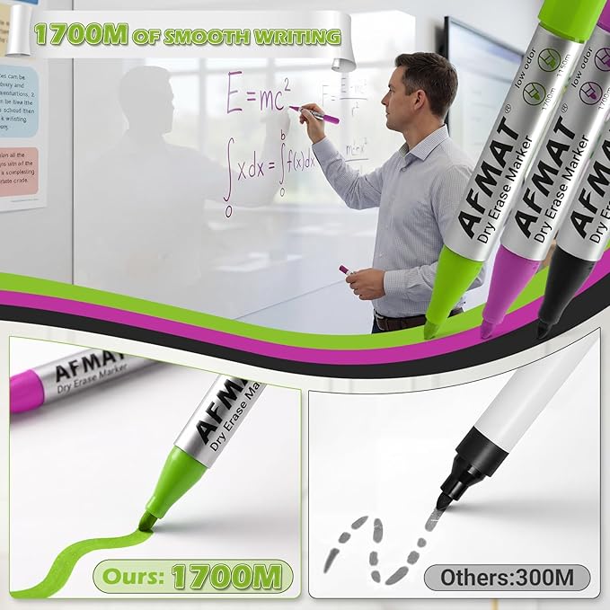 AFMAT Whiteboard Sticker for Wall, 36" x 24" White Board Paper, Super Sticky Dry Erase Wallpaper, Peel and Stick Dry Erase Board with 3 Markers, No Ghosting Whiteboard Paper for Home Office Classroom