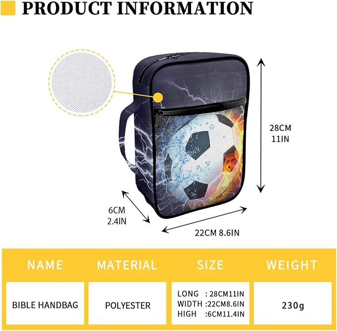 Football Bible Cover, Kids Bible Case for Bible Study, Bible Carrier with Pockets Pencil Holders