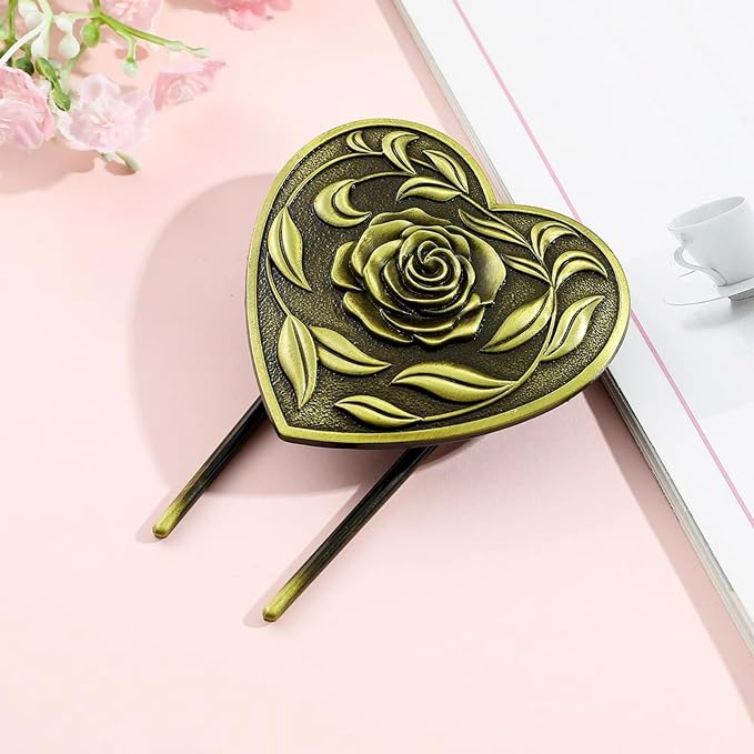 Bookmark,Heart Metal Book Clip, Journal Clip, Book Page Holder Clip,Vintage Book Clips, Hold Journal Open While Writing and Free Your Hands, Gifts for Book Lovers, Readers, Writers (Heart)