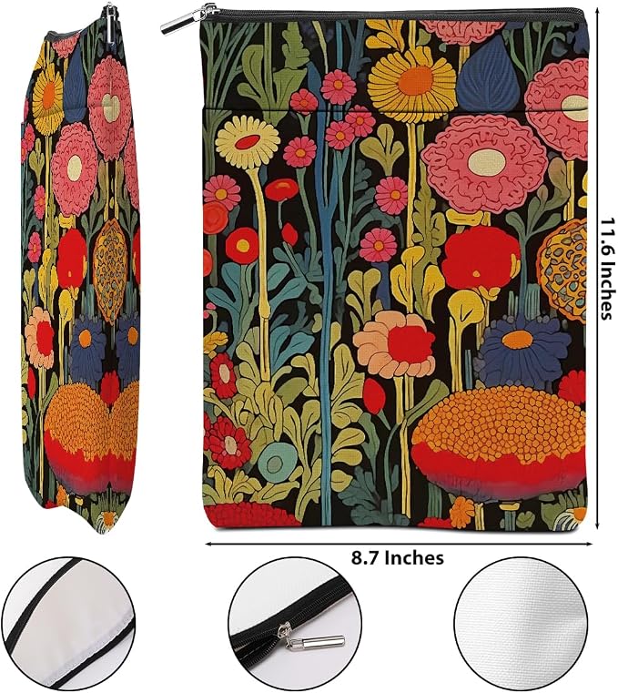 2Pcs Botanical Flower Colorful Book Sleeve Book Accessories Book Cover Book Protector Christmas Birthday Boss Day Book Lovers Gifts Bookish Book Club Gifts for Readers Women Librarian Boss Lady