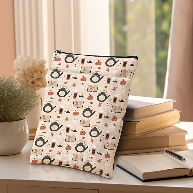 Book Sleeve Book Protector Book Pouch Book Lovers Gifts Bookish Gifts Book Cover with Zipper for Hardcover Paperback Washable Book Coffee Printed Gift Bag for Women Girl Boss Birthday, BookCover