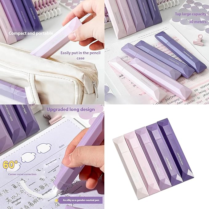 White Out Correction Tape, White Out Tapes, Correction Tapes with Lid, Tape RollerInstant CorrectionTapes, Cute CorrectionRollers Aesthetic Stationery for Students Stationery Supplies