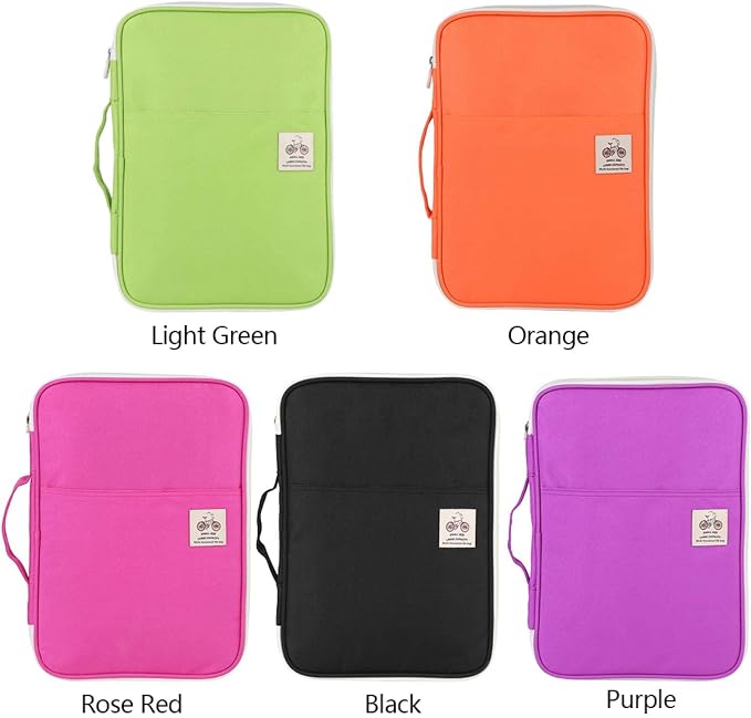 5Colors A4 Document File Folder Portfolio Organizer Computer Notebook Zippered Case(Green)