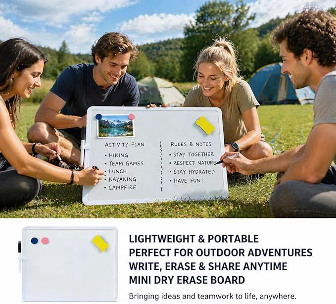 MXG Small White Board Dry Erase, 12x16 Inch Portable Double Sided Whiteboard for Wall, Fridge, Desk, Mini Dry Erase Board with Magnets, Marker & Eraser, for Office, Home, School & Memo Board