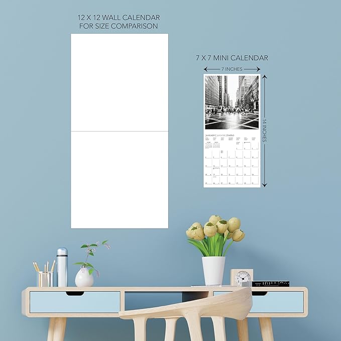 Graphique 2026 New York Mini Wall Calendar | 7” x 7” | Thick Paper | Home & Office Organizer | Large Monthly Grid | 3 Languages & Marked Holidays | 4 Month Preview Page for 2027