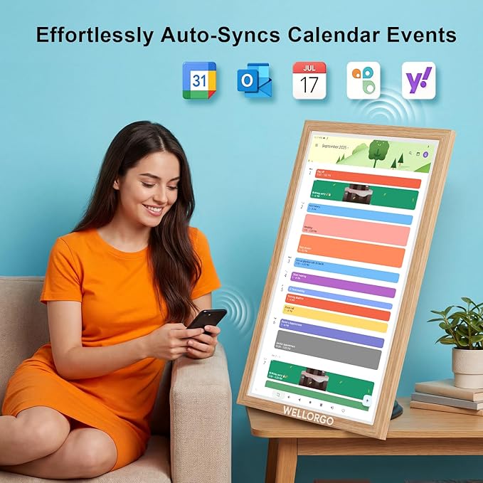 Smart Digital Calendar, 24” Electronic Planner with FHD Touch Screen & Remote Control, Electric Family Organizer with Chore Chart Google Play Customizable App, Desk Tablet with Camera