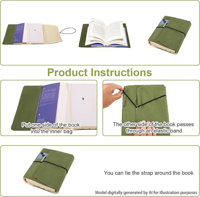 Book Covers for Paperbacks,Reusable Book Protector for Soft (Green, 8.5 Inch x 2 Inch)