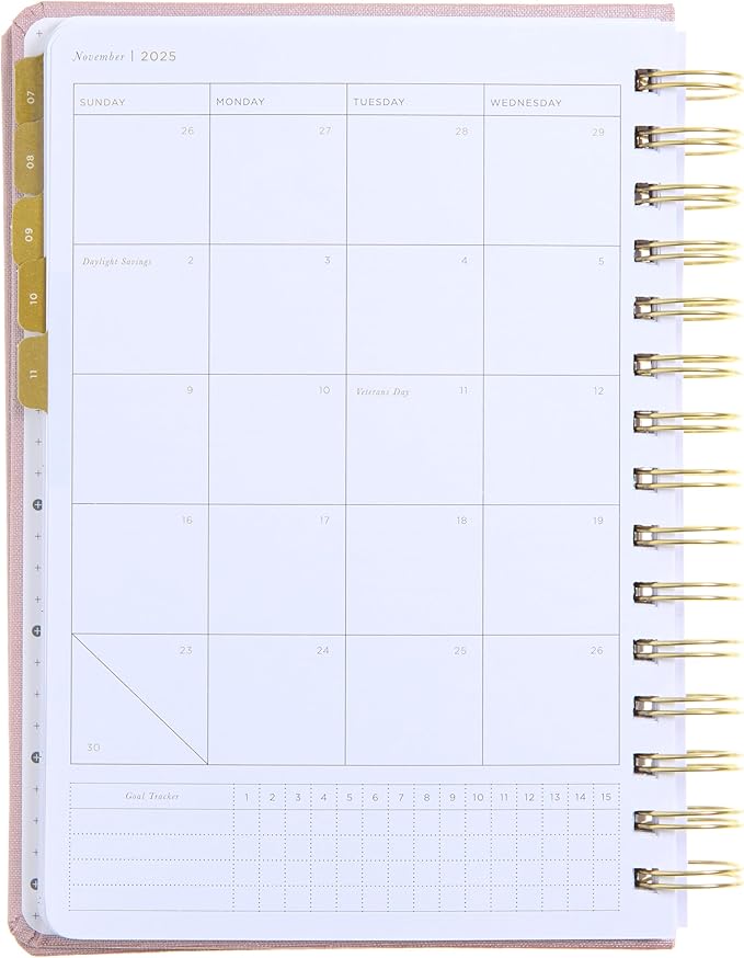 russell+hazel 2025 Planner, 5 7/8" x 8 1/4" Blush Bookcloth, July 2025-June 2026, Weekly Planner 2025 with 3 Bonus Months, 1-Count