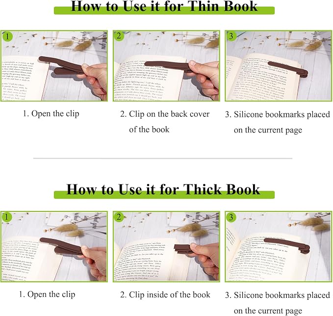 9Pcs Automatic Smart Bookmark, Book Marks for Reading Women Men Kids Book Lovers, Silicone Auto Book Mark Bookmarks for Reading, Unique Book Marker Bookmark Clip Page Holder Accessories