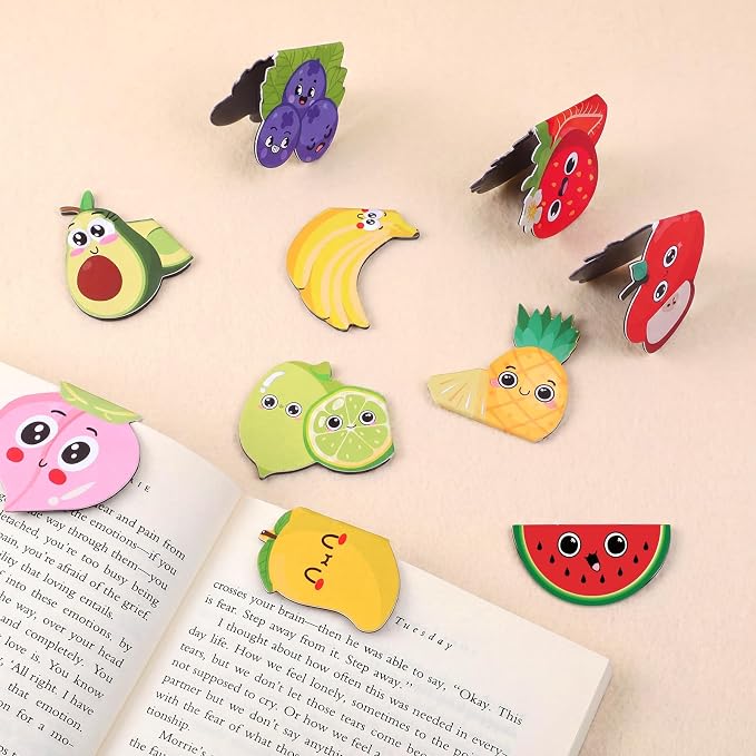 10Pcs Fruit Scented Magnetic Bookmarks, Cute Fruits Bookmark Gifts for Reading Boys & Girls, Bookish Gift for Book Lovers, Children's Day Gift for Kids